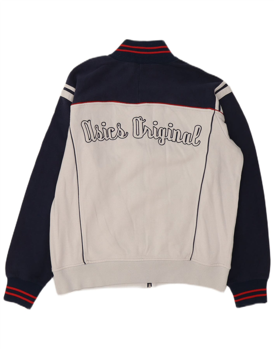 ASICS Mens Graphic Tracksuit Top Jacket Large White Colourblock