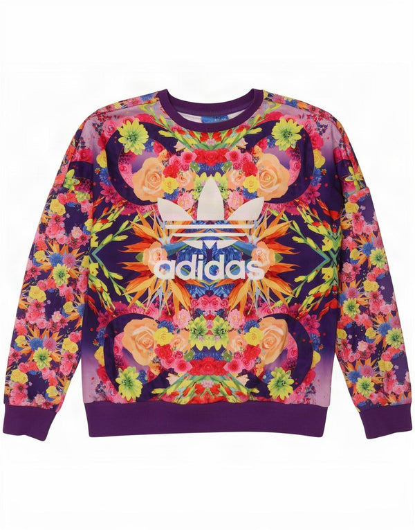 Adidas Girls Graphic Sweatshirt Jumper 13-14 Years Multicoloured Floral