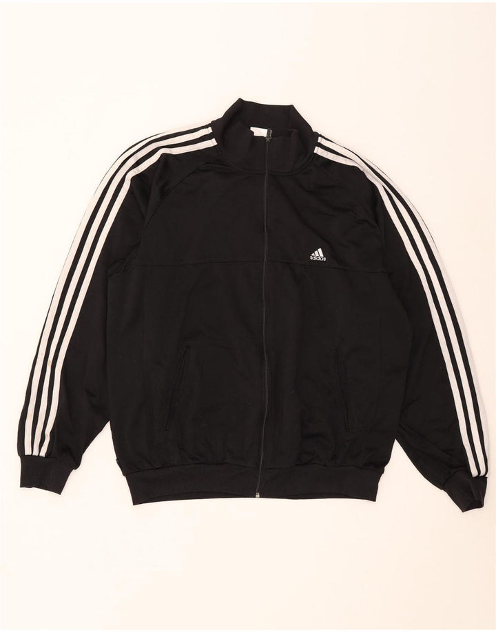 Adidas Mens Tracksuit Top Jacket Large Black Polyester