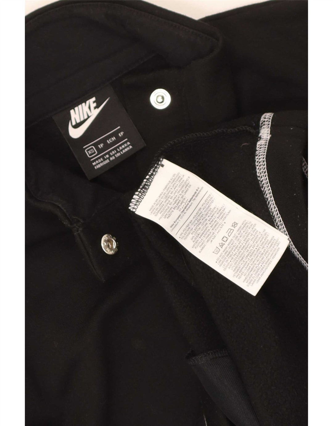 Nike Womens Swoosh Oversized Sweatshirt Jumper UK 6 XS Black Polyester