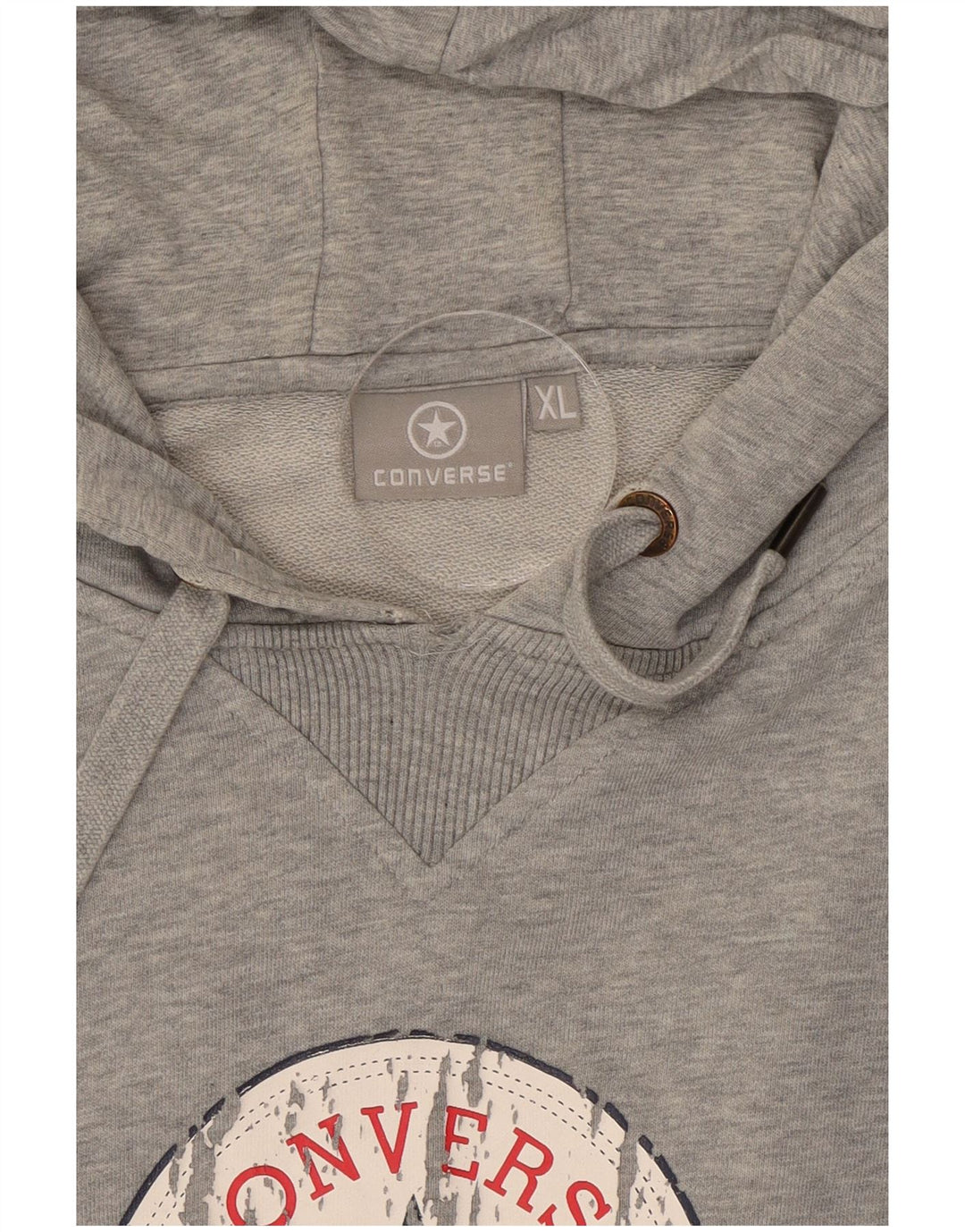 Converse Mens Graphic Hoodie Jumper XL Grey Flecked