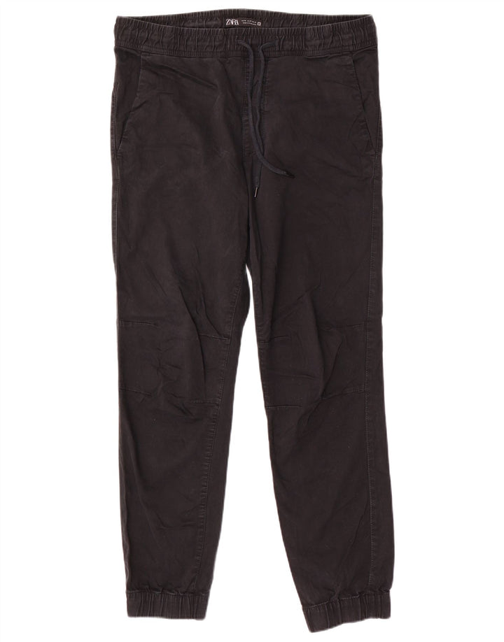 Zara Mens Joggers Chino Trousers Medium W32 L28 Black Cotton