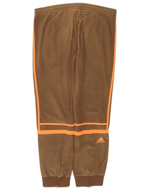 Adidas Womens Fleece Tracksuit Trousers Joggers UK 16 Large Beige Polyester