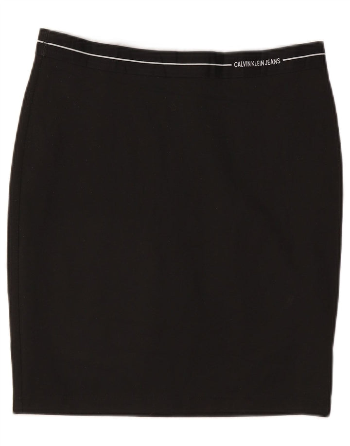 CALVIN KLEIN Womens Pencil Skirt Large W32 Black Polyester