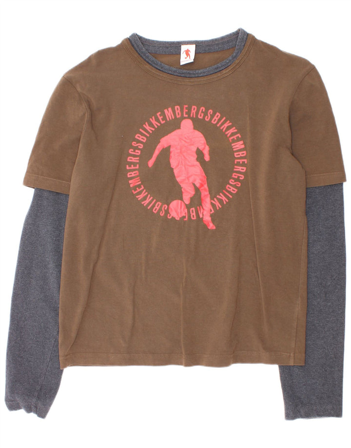 Bikkembergs Boys Graphic Top Long Sleeve 13-14 Years Small Brown
