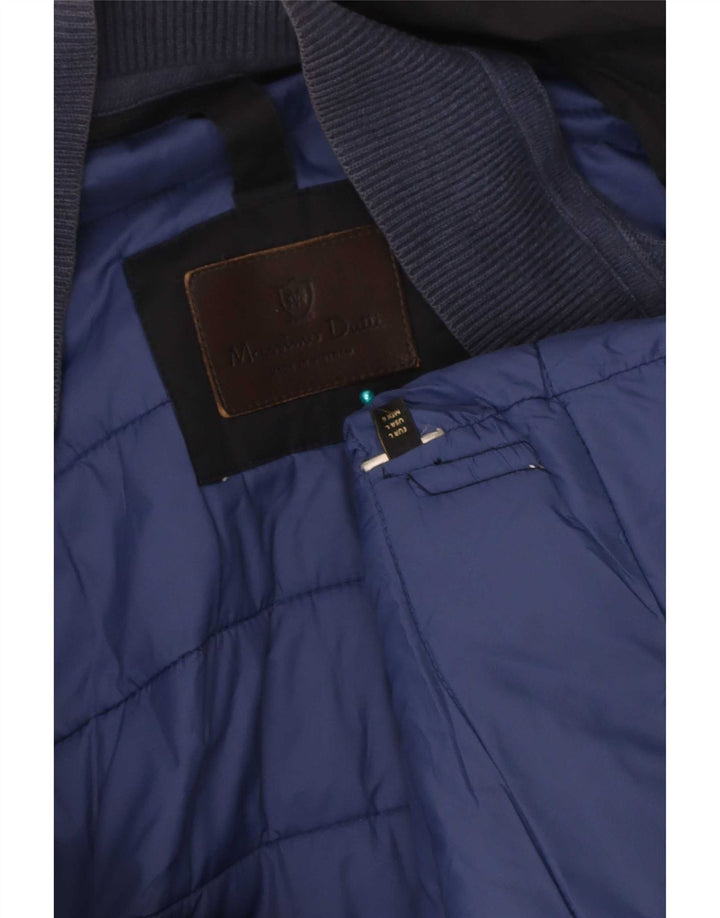 Massimo Dutti Mens Hooded Windbreaker Coat UK 40 Large Navy Blue