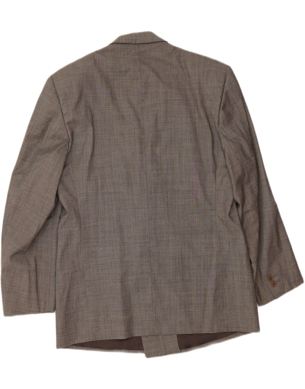 TRUSSARDI Mens Double Breasted Blazer Jacket IT 52 XL Grey Virgin Wool