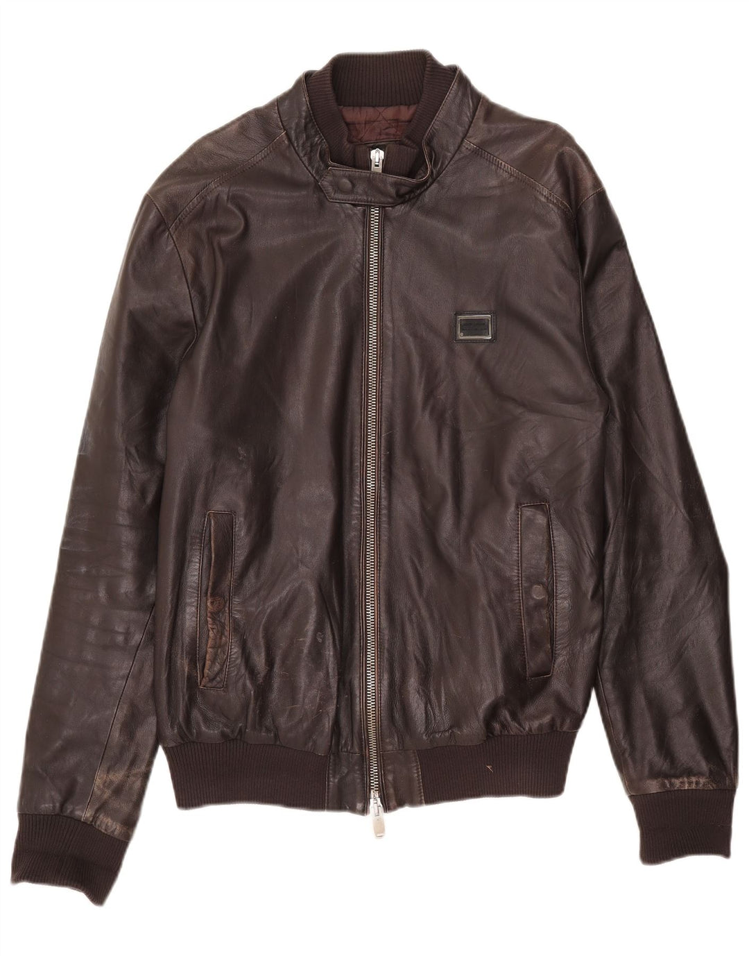 Antony Morato Mens Leather Jacket UK 40 Large Brown Leather