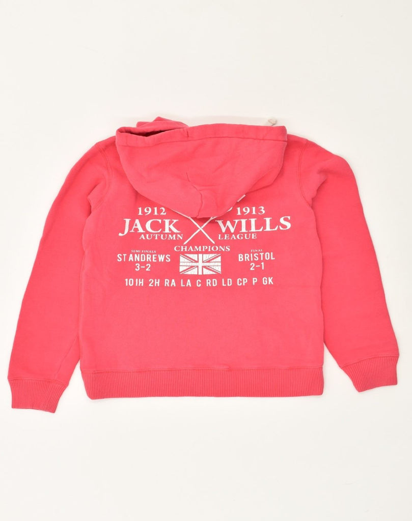 JACK WILLS Womens Graphic Hoodie Jumper UK 10 Small Pink Cotton | Vintage Jack Wills | Thrift | Second-Hand Jack Wills | Used Clothing | Messina Hembry 