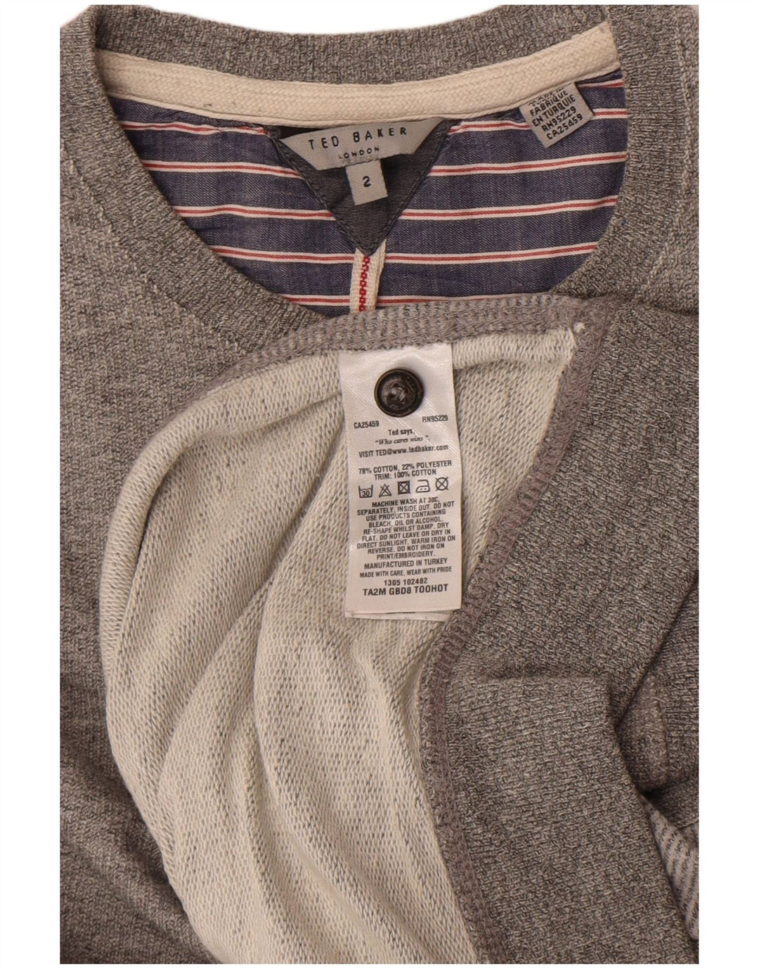 Ted Baker Mens Sweatshirt Jumper Size 2 Small Grey Flecked Cotton