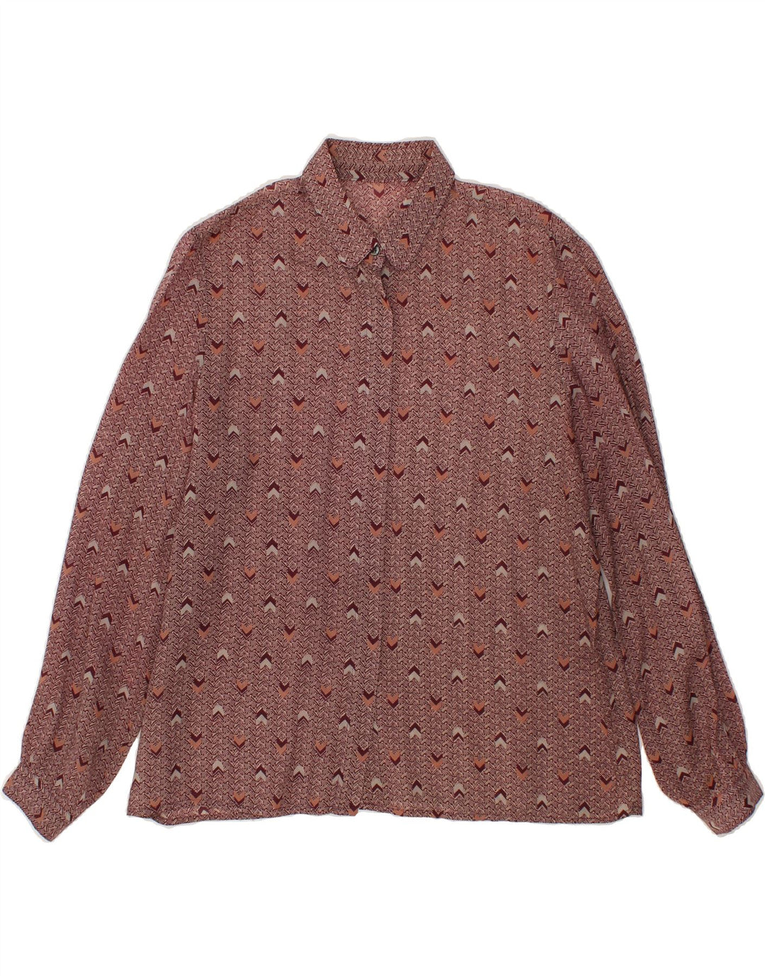 VINTAGE Womens See Through Abstract Pattern Shirt UK 14 Large Burgundy Vintage Vintage and Second-Hand Vintage from Messina Hembry 