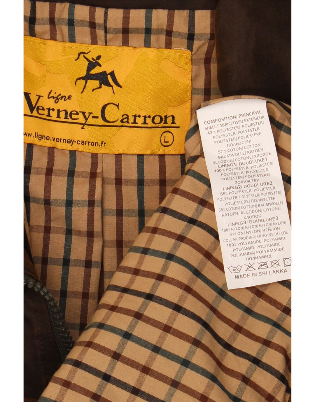 Verney Carron Mens Waxed Cotton Jacket UK 40 Large Brown Polyester