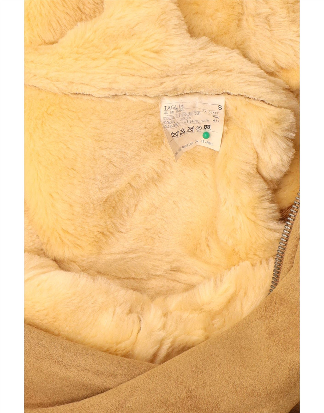 BENETTON Womens Sherpa Overcoat UK 10 Small Beige Modacryl