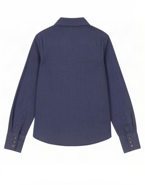 Calvin Klein Jeans Womens Shirt UK 10 Small Navy Blue Spotted Cotton