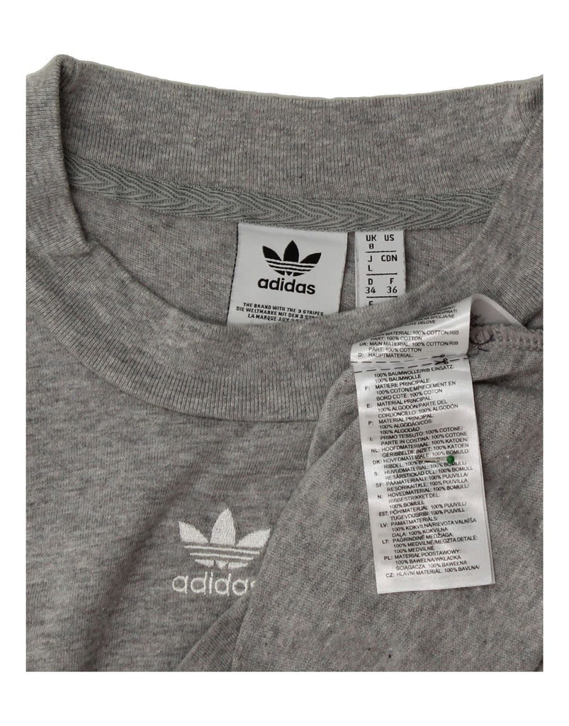 ADIDAS Womens Crop T-Shirt Top UK 8 Small Grey Cotton Vintage Adidas and Second-Hand Adidas from Messina Hembry 