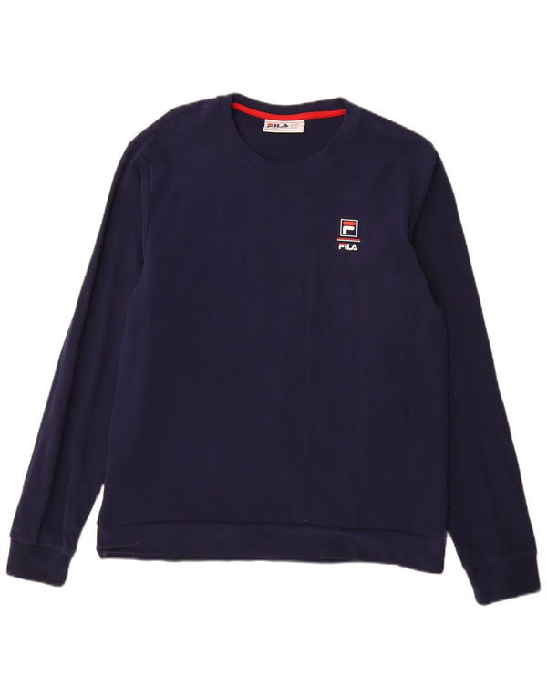 Fila Mens Sweatshirt Jumper Large Navy Blue Cotton