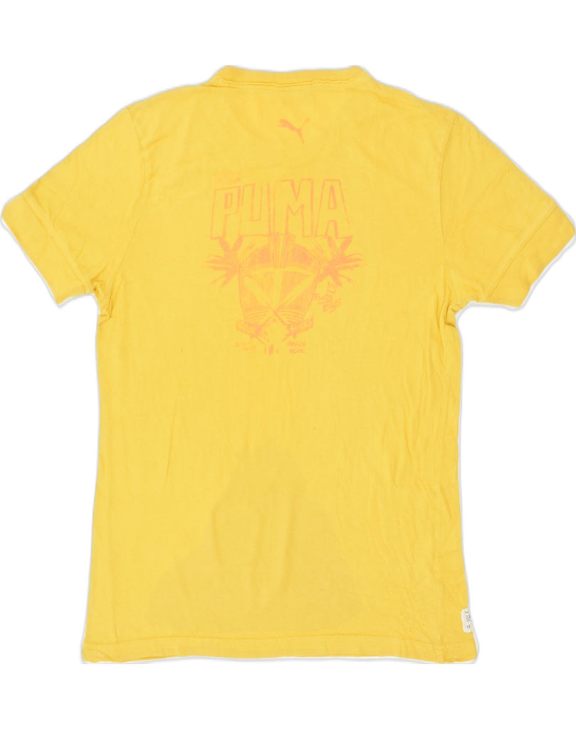 PUMA Mens Graphic T-Shirt Top Small Yellow Cotton | Vintage Puma | Thrift | Second-Hand Puma | Used Clothing | Messina Hembry 