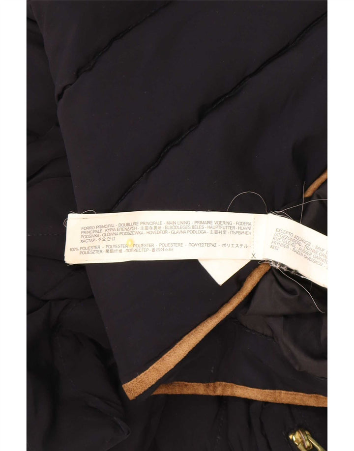 Zara Womens Hooded Padded Jacket UK 10 Small Navy Blue Polyester