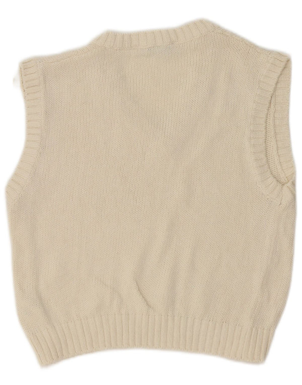 Zara Womens Crop Vest Tank Top UK 12 Medium White Cotton