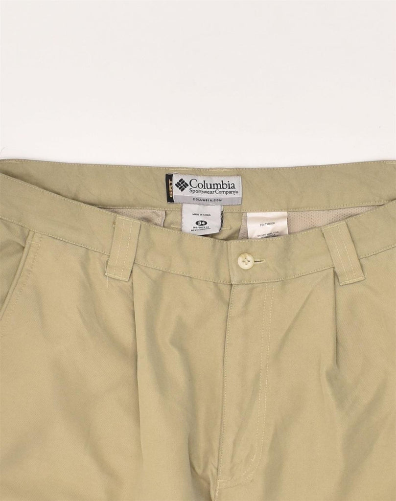 COLUMBIA Mens Pegged Casual Trousers W34 L30  Brown Polyester | Vintage Columbia | Thrift | Second-Hand Columbia | Used Clothing | Messina Hembry 