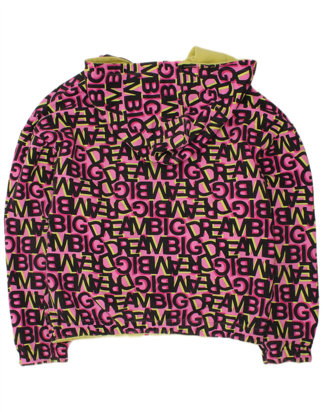 VINTAGE Girls Graphic Hooded Reversible Jacket 11-12 Years Pink Cotton