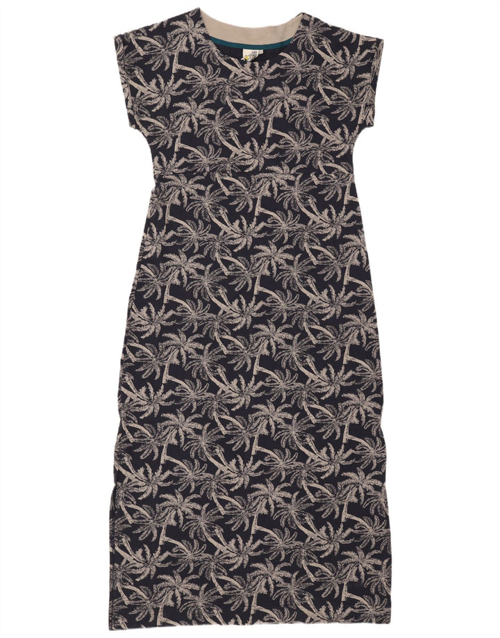 WEIRD FISH Womens Abstract Pattern Maxi Dress UK 14 Large Navy Blue Cotton