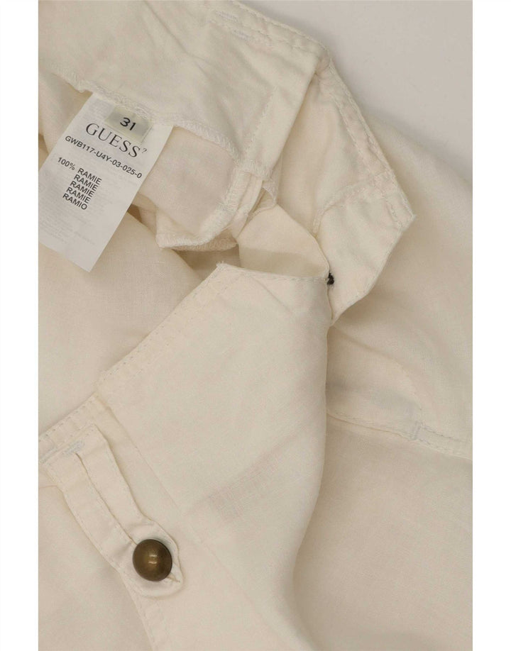 Guess Womens Casual Shorts W31 Medium White Ramie