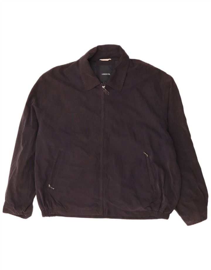 LONDON FOG Mens Bomber Jacket UK 42 XL Navy Blue Polyester