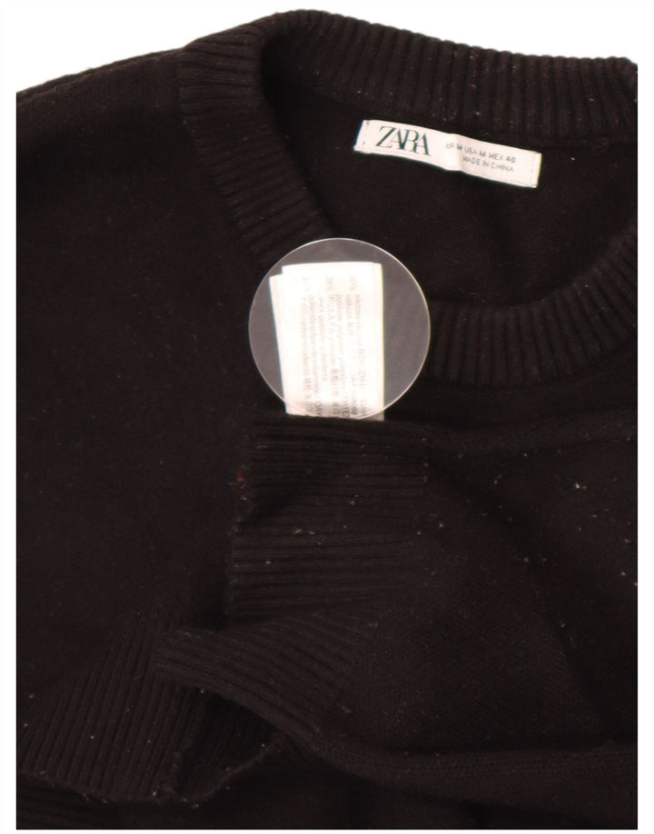 Zara Mens Crew Neck Jumper Sweater Medium Black Viscose
