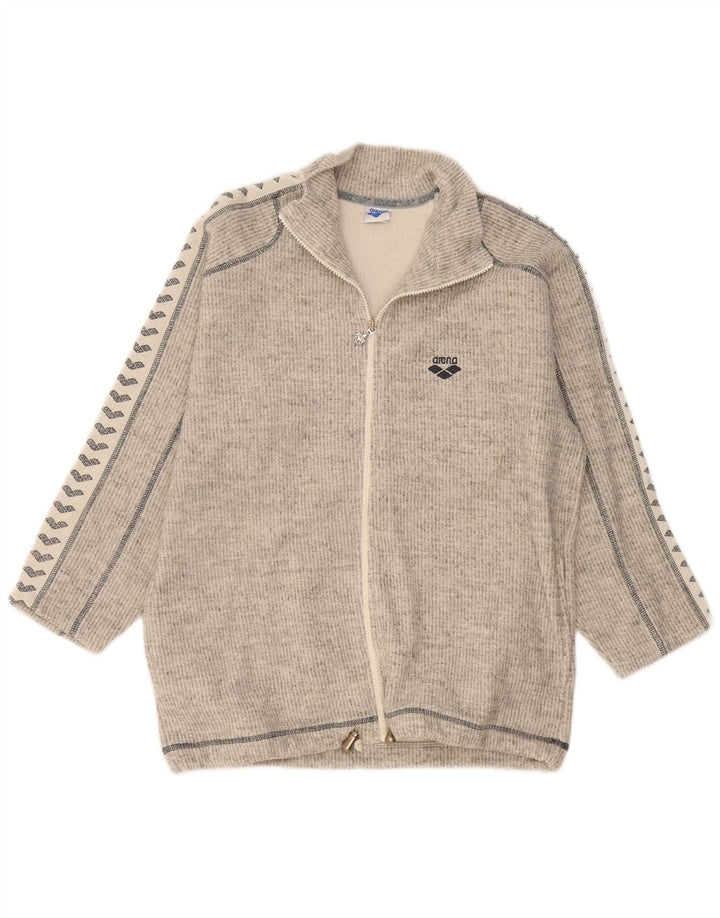Arena Womens Graphic Tracksuit Top Jacket IT 44 Medium Grey Cotton