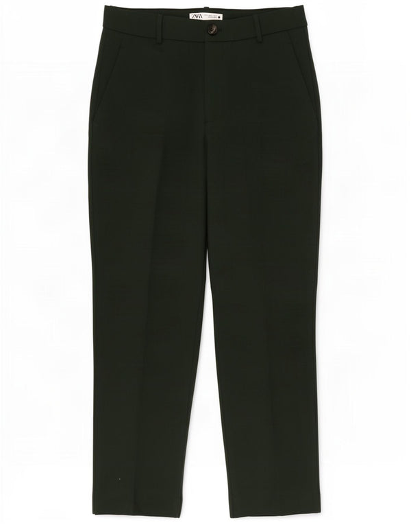 Zara Womens Slim Suit Trousers Large W30 L28 Green Polyester