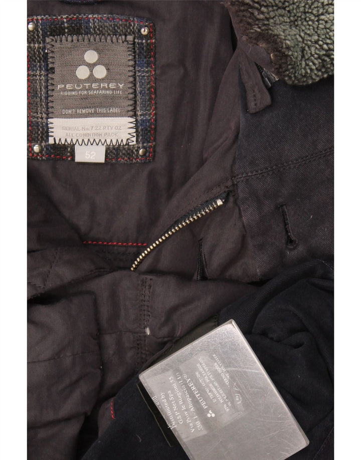 PEUTEREY Mens Padded Jacket IT 52 XL Navy Blue Cotton