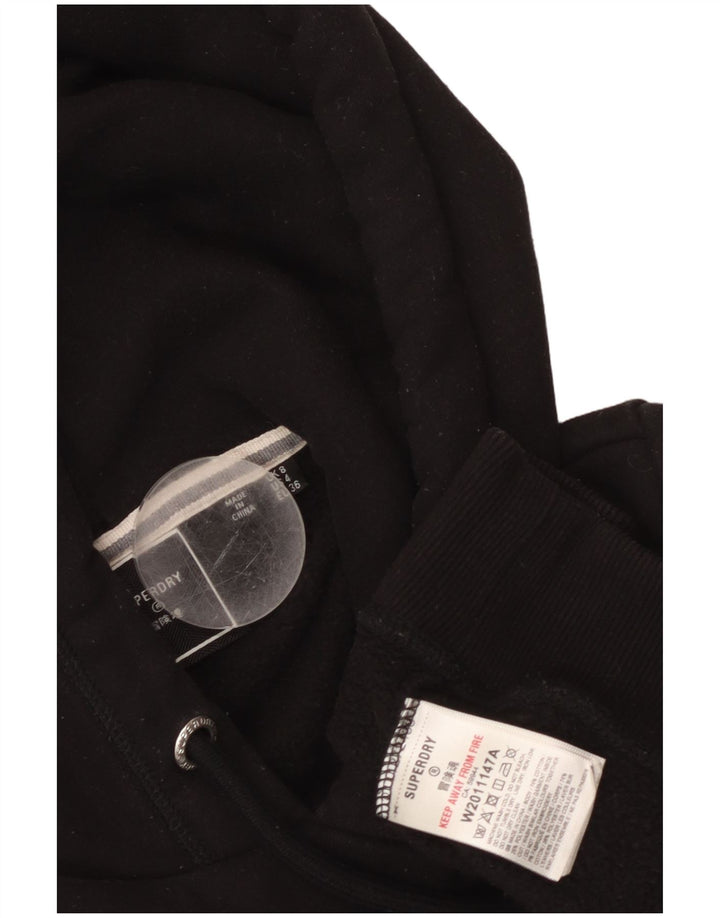SUPERDRY Womens Hoodie Jumper UK 8 Small Black Cotton