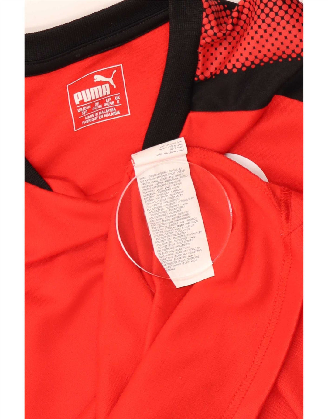 Puma Mens Graphic Top Long Sleeve Small Red Colourblock Polyester