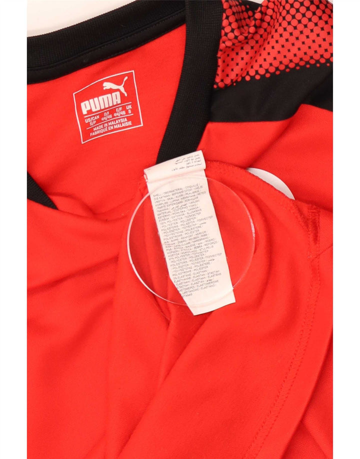 Puma Mens Graphic Top Long Sleeve Small Red Colourblock Polyester