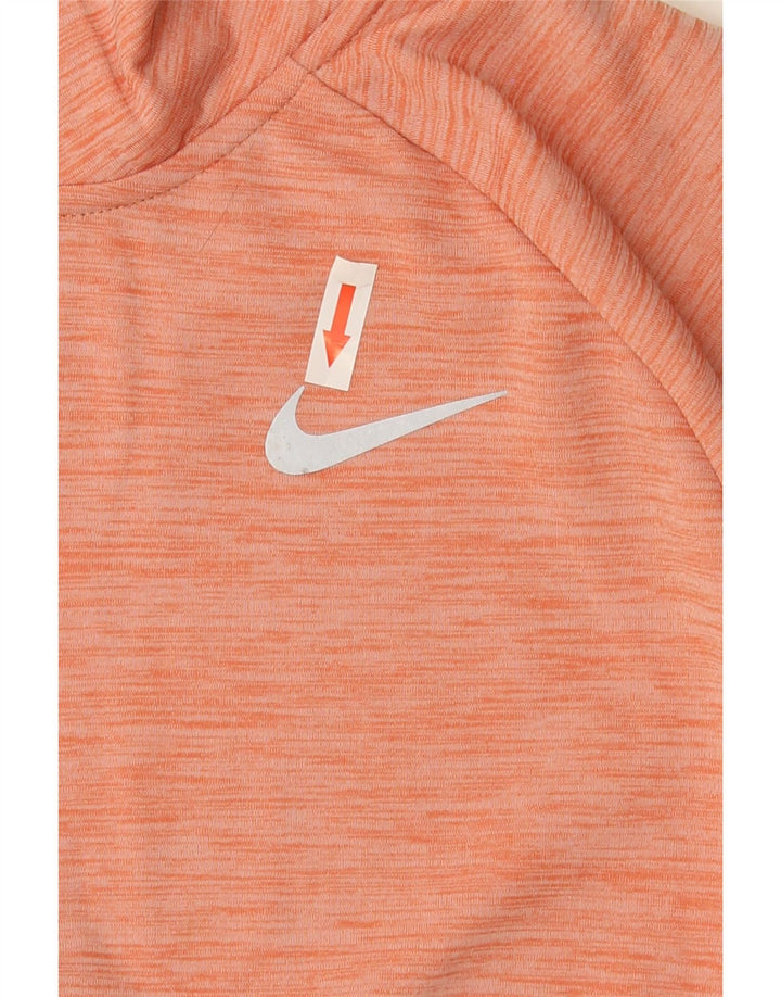 Nike Womens Dri Fit Zip Neck Pullover Tracksuit Top UK 14 Medium Orange