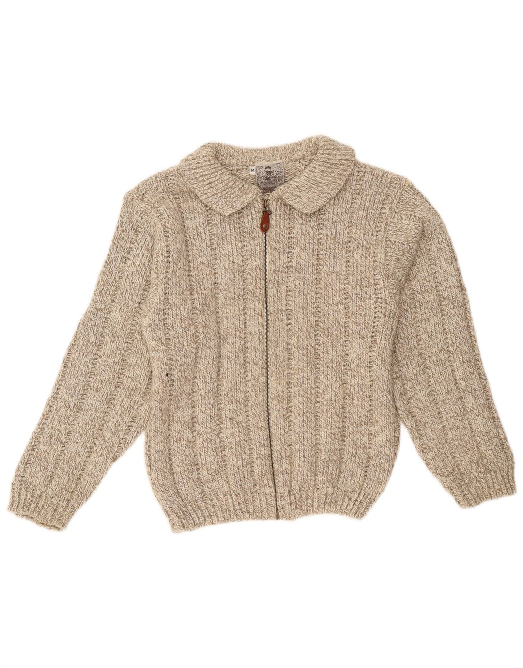 Vintage Womens Cardigan Sweater UK 14 Medium Brown Flecked Wool