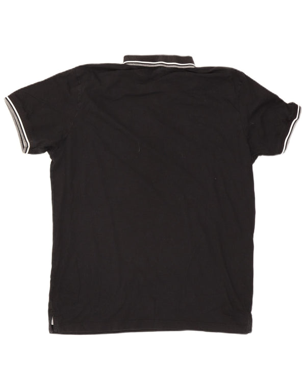 Jack & Jones Mens Polo Shirt 2XL Black Striped Cotton