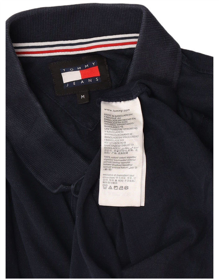 Tommy Hilfiger Mens Long Sleeve Polo Shirt Medium Navy Blue Cotton