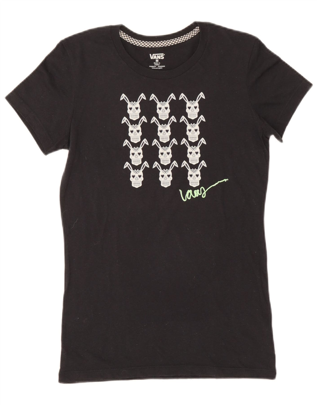 Vans Womens Graphic T-Shirt Top UK 12 Medium Black Cotton