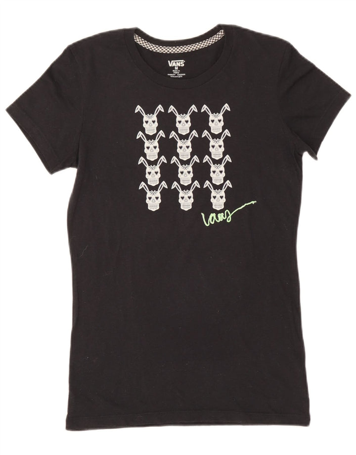 Vans Womens Graphic T-Shirt Top UK 12 Medium Black Cotton