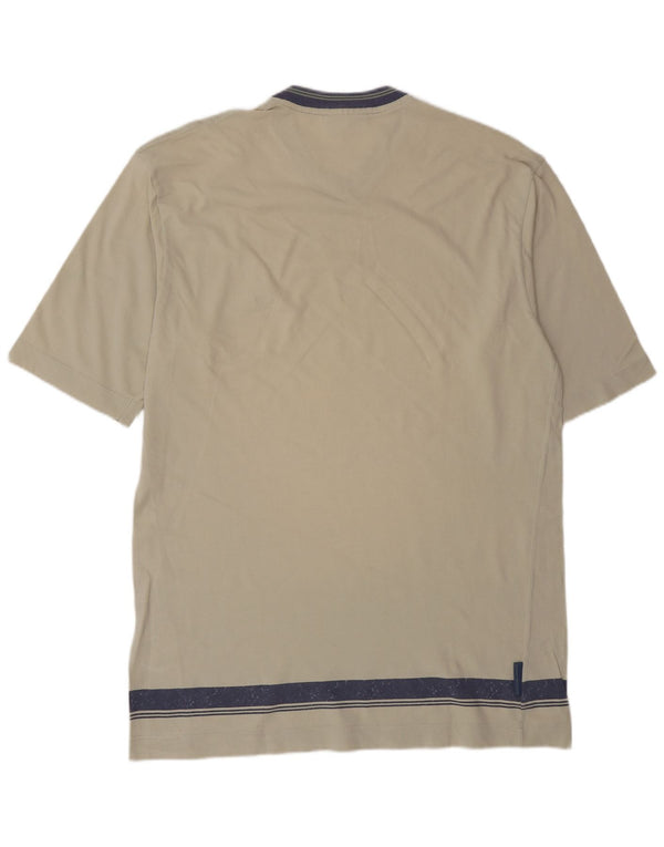 Sergio Tacchini Mens T-Shirt Top Large Beige Colourblock Cotton