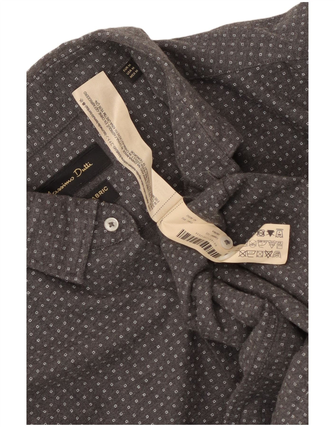 Massimo Dutti Mens Shirt Medium Grey Geometric Cotton