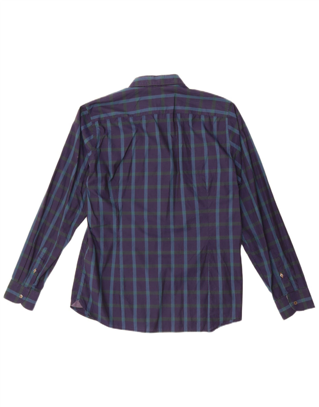 Ted Baker Mens Shirt Size 4 Large Navy Blue Check Cotton