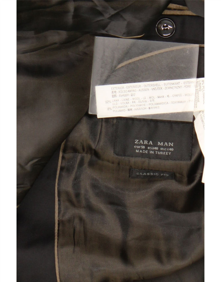 Zara Mens Classics 2 Button Blazer Jacket EU 50 Medium Black Wool