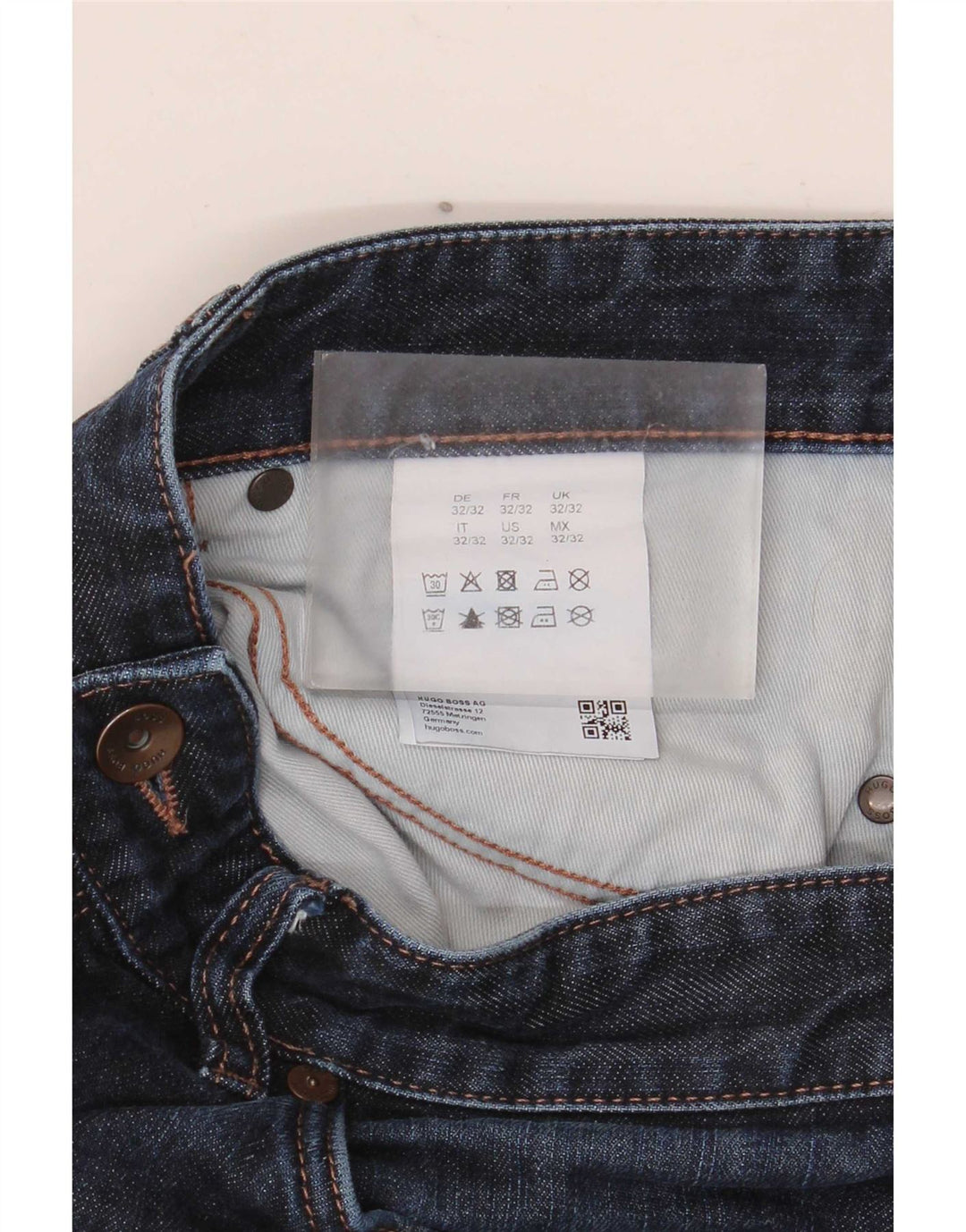Hugo Boss Mens Straight Jeans W32 L32 Navy Blue Cotton