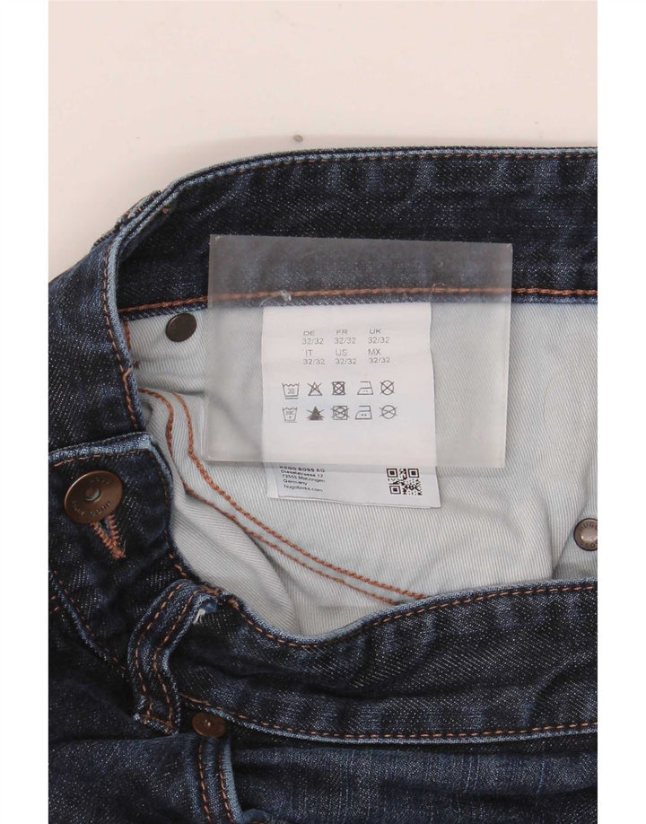 Hugo Boss Mens Straight Jeans W32 L32 Navy Blue Cotton