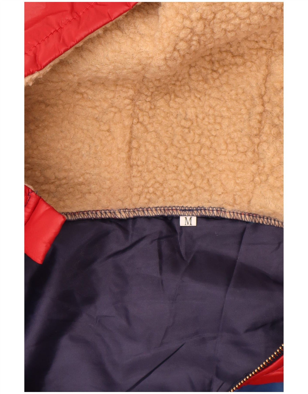 Vintage Womens Hooded Padded Jacket UK 14 Medium Blue Colourblock