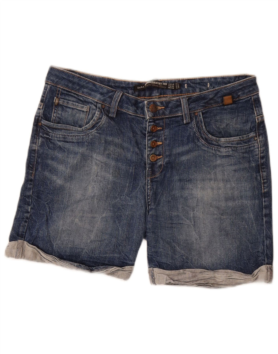 ZARA Womens Denim Shorts EU 40 Medium W30  Blue