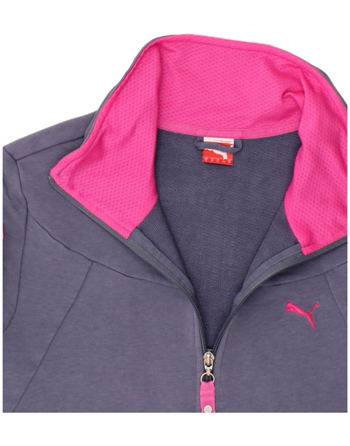 PUMA Womens Graphic Tracksuit Top Jacket UK 12 Medium Blue Cotton Vintage Puma and Second-Hand Puma from Messina Hembry 